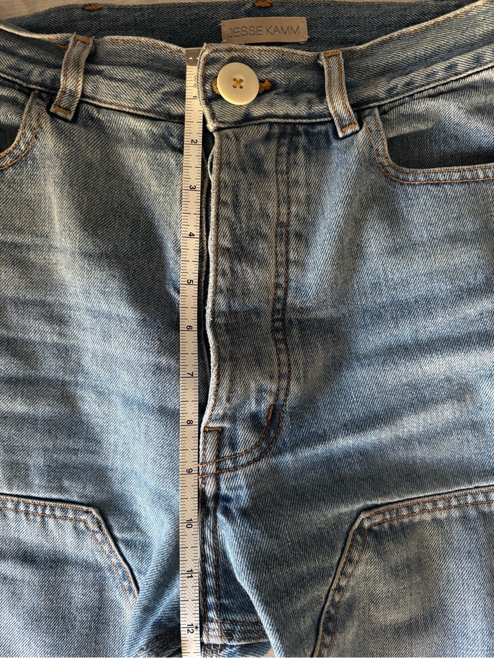 Jesse Kamm Patchfront Handy Pants in Cowboy Blue denim - Picture 7 of 8